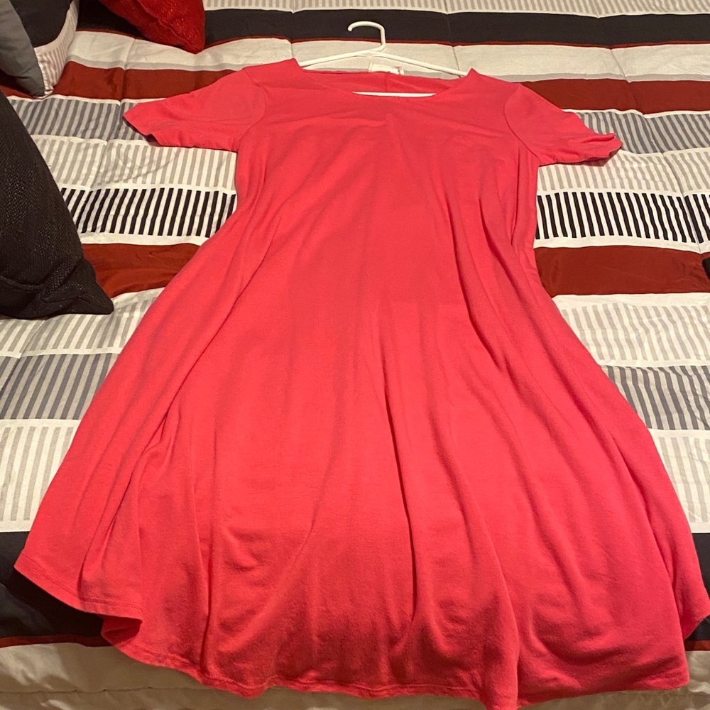 Casual Coral Midi Swing Dress - Unbranded